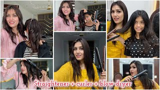 Straightener  curler  blow dryer with 1 tool  Best keratin infused straightener [upl. by Hellah944]