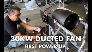 30kw Carbon fiber Enclosed Ducted Fan EDF initial testing [upl. by Nywled]