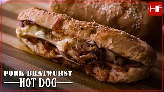 Pork Bratwurst Hot Dog  German Street Food  Arthurs Food  Recipe [upl. by Llet515]