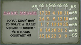 Magic Square of order 5 [upl. by Ertnod228]