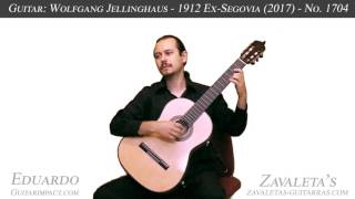 2017 W Jellinghaus Mod 1912 ExSegovia Concert Classical Guitar No 1704 [upl. by Sherl220]