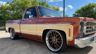 Update to our 1977 Chevrolet C10 belltech suspension 22” Corsart wheels SOLD [upl. by Ailisab735]