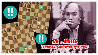 TAL vs MILLER  1988  A fantastic Game with mutual risk and the threat of checkmate [upl. by Hajar120]