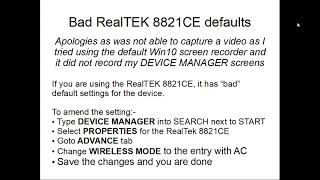 Bad Realtek 8821CE WIFI adapter defaults [upl. by Llibyc]