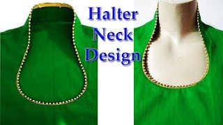 Halter neck design cutting and stitching for kurti  Suit  Kameez in Hindi [upl. by Bertrando]