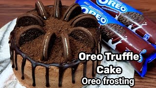 Oreo ChocolateTruffle CakeWith Easy Oreo Cream frostingChocolate cake eggless and without oven [upl. by Forelli933]