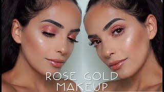 Rose Gold Makeup Tutorial I Huda Beauty Rose Gold palette [upl. by Eiramlirpa920]