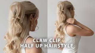 Easy Half Up Half Down Claw Clip Tutorial ❤️ Hairstyle for Long Hair  Medium Hair [upl. by Hutt458]