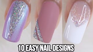 10 EASY GLITTER NAIL IDEAS NAIL ART COMPILATION [upl. by Ayanet]