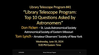 Webinar Library Telescope Program Top 10 Questions Asked by Astronomers [upl. by Nagey]