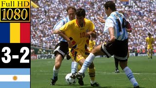 Romania 32 Argentina World Cup 1994  Full highlight  1080p HD [upl. by Atnad]