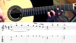 LAVENDERS BLUE  Easy Arrangement  Includes Sheet MusicTAB  Classical Guitar [upl. by Ynned898]