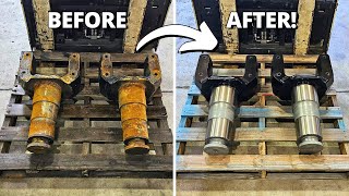 Complete REPAIR of Massive Bulldozer Yokes  Sandblasting Machining Metal Arc Spray [upl. by Eigna552]