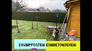 Zaunpfosten einbetonieren  Maschendrahtzaun  Garten Tips [upl. by Ttekcirc606]