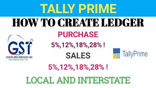 How To Ledger Create Sales amp Purchase Local amp Interstate TALLY PRIME [upl. by Locin132]