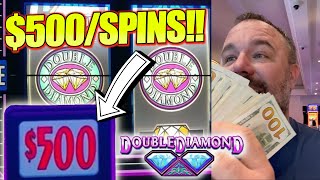 500SPINS ONLY ON Double Diamond  MY 2nd LARGEST SESSION HAND PAY JACKPOTS  BIGGEST BETS EVER [upl. by Orofselet228]