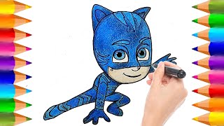 Cómo dibujar y colorear a Catboy de PJ Masks  Dibujos para niños [upl. by Ardnahcal413]