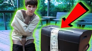 Will I SAVE My 200 From This SHREDDER  Straight Jacket Escape Challenge [upl. by Peisch]