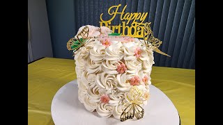 cake decoration with swirl whipping cream rosettes [upl. by Lew272]