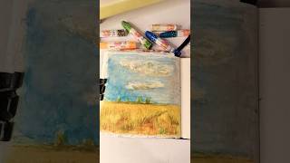 Pastel boya manzara  pastel boya sketchbook painting oilpastel landscape [upl. by Notsreik375]