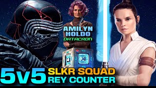 5v5 REY wHOLDO DATACRON COUNTER wSLKR SQUAD  SWGOH TW [upl. by Yojal347]