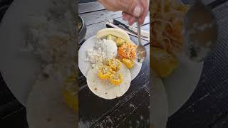 Lunch on the road Ajiaco with banana colombia motorcycle food [upl. by Eedebez39]