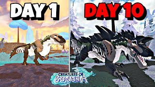 I Survived 10 DAYS as a HYBRID TREX in Creatures of Sonaria [upl. by Keemahs618]