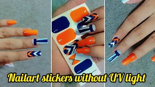 Nailart stickers without UV light  How to apply nailart stickers without UV light [upl. by Einnek]