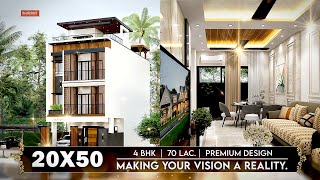 20X50 house design 3D  1000 sqft  4 Bedroom  Terrace Garden  Modern design  6x15 meters [upl. by Allecram]