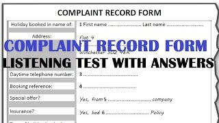 Complaint record form Listening Test with answers [upl. by Nnylodnewg]