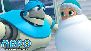 Arpo the Robot  BIGGEST SNOWMAN  Funny Cartoons for Kids  Arpo and Daniel [upl. by Ramed]