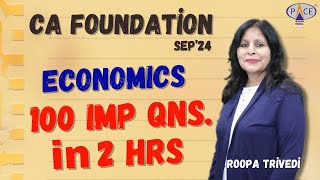 100 IMP Qns in Economics for CA Foundation Sep’24  Roopa Trivedi  PACE Indore [upl. by Aspia848]