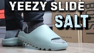 Most Comfortable Slides  Yeezy Slide quotSaltquot Review amp On Feet [upl. by Hobbs221]