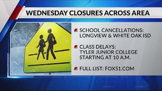 East Texas schools clinics announce delays cancellations for cold weather [upl. by Drucie]