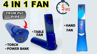 How To Make a Rechargeable Fan From PVC Pipe  DIY 4in1 Portable Mini Fan  Make Your Own Fan [upl. by Averyl]