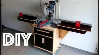 DIY Mobile Miter Saw Stand  Mobile Kappsäge Station mit Absauganlage [upl. by Hephzipah445]