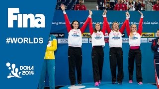 Mie Ostergaard Nielsen  Interview 4x100m Medley  2014 FINA World Swimming Championships Doha [upl. by Karim843]