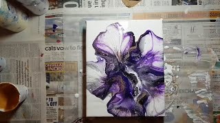 Fluid Acrylic l BLOWN FLOWER BLOOM l Acrylic Pouring Techniques [upl. by Tterej]