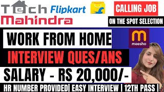 BEST WORK FROM HOME 2024  Flipkart  Meesho  12th Pass  Live Interview QA  Online Job  Jobs [upl. by Atnoek373]