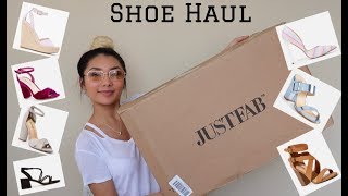 Huge JustFab Shoe Haul  Try on amp Review [upl. by Adlin]