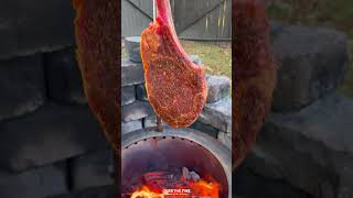 Tomahawk Steak with Garlic Butter Lobster Recipe  Over The Fire Cooking by Derek Wolf [upl. by Lerred]