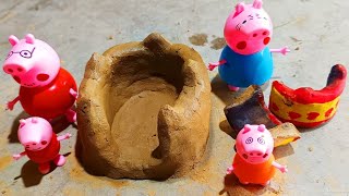 peppa aur george pig family ki masti naya chulha cartoon peppapig barbie barbie george [upl. by Ralfston563]