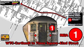 On Board MTA NYC Subway Bronx bound R62A 1 train 2396 WTCCortlandt to Times Square42nd Street [upl. by Marquis328]