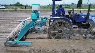 Working demo YONGXIANG intelligent precise pneumatic seeder with soil implement of iron float boat [upl. by Neibaf]