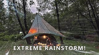 EXTREME RAINSTORM Solo Camping in long heavy rain and thunder NEW VIDEO [upl. by Saundra89]