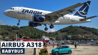 TAROM Airbus A318  Low Landings amp Takeoffs at Skiathos Airport  4K Spotting Compilation amp ATC [upl. by Brothers]