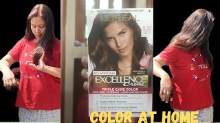 Loreal Paris Hair color at Home Caramel Brown lorealparishaircolor lorealpariscaramelbrown [upl. by Hgielrebma882]