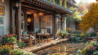 Cool Relaxing 4K Garden Space with Birdsong Wind Chimes Brightly Blooming Flowers [upl. by Tra]