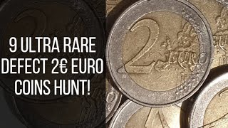 9 Ultra Rare Defect 2€ Euro Coins Hunt youtube coins euro [upl. by Desdamonna606]