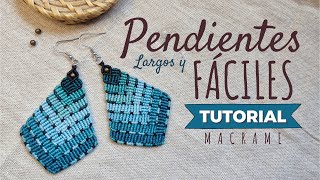 🔰 PENDIENTES DE HILO LARGOS Y FÁCILES 1 🧵 DIY Macrame  How to make Easy Macrame Earrings [upl. by Rebmit39]